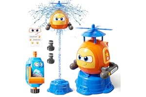Flying Helicopter Water Sprinkler for Kids W/Tactile Click Feedback Valve, Summer Outdoor Toy for Toddlers, 360° Rotating Air