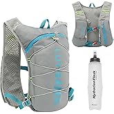 Azarxis Hiking Hydration Pack 5L Running Backpack Daypack Vest with 2L Water Bladder for Women Men Cycling Biking Trail Race (#01 Grey with a 500ml Water Bottle)