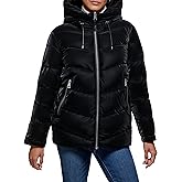 DKNY womens Faux Fur Trim Hood Down Puffer Coat