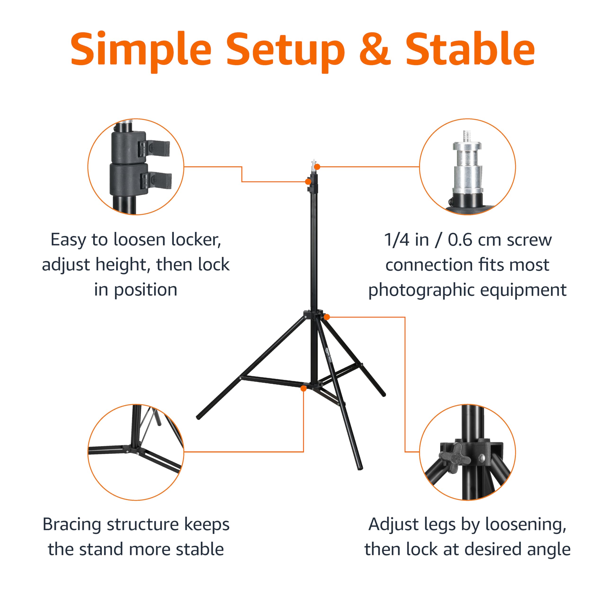 Amazon Basics Aluminum Light Photography Tripod Stand with Case - 2.8 - 6.7 feet, Black