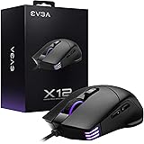EVGA X12 Gaming Mouse, 8k, Wired, Black, Customizable, Dual Sensor, 16,000 DPI, 5 Profiles, 8 Buttons, Ambidextrous Light Wei