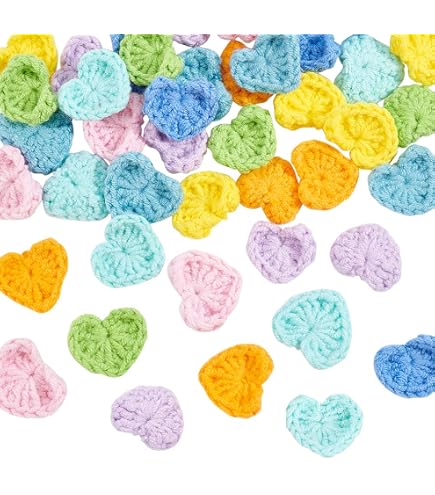 Crochet Love Heart Appliques - 10pcs Colorful Hand Sewing Embroidered Embellishments For Crafts, Clothing, Bags & DIY - View #10
