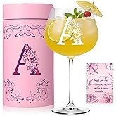 Physkoa Personalized Initial Wine Glass for Women - 20 oz Stemmed Monogrammed Glass, Customized Engraved Gift for Mom, Wife, Friend, Her - Birthday, Mother’s Day, Wine Lover Gift