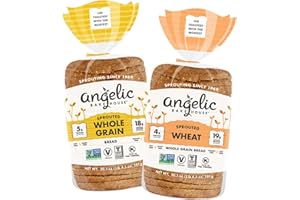 Angelic Bakehouse Sprouted Whole Grain Bread & Wheat Bread Variety 2-Pack (20.5-oz.) - Non-GMO, Vegan and Kosher (2 Loaves), Tan