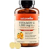 NatureWise Extra Strength Vitamin C Chewable 1000mg for Adults - Natural Orange Flavor - Immune System & Antioxidant Support - Non-GMO, Vegan & Sugar Free - 90 Chewable Tablets[45-Day Supply]