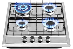 FORIMO 24″x20″ Built in Gas Cooktop 4 Burners Stainless Steel Stove with NG/LPG Conversion Kit Thermocouple Protection and Easy to Clean (20Wx24L)