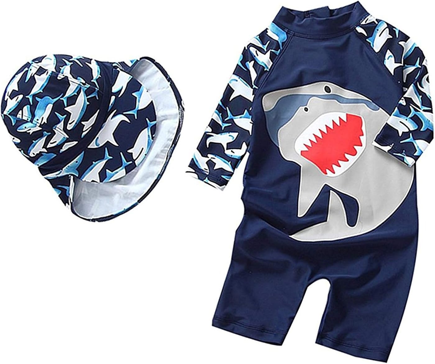UV Sywwlov Baby Boy Swimsuit Kids One Piece Shark Rash Guard Sunsuit