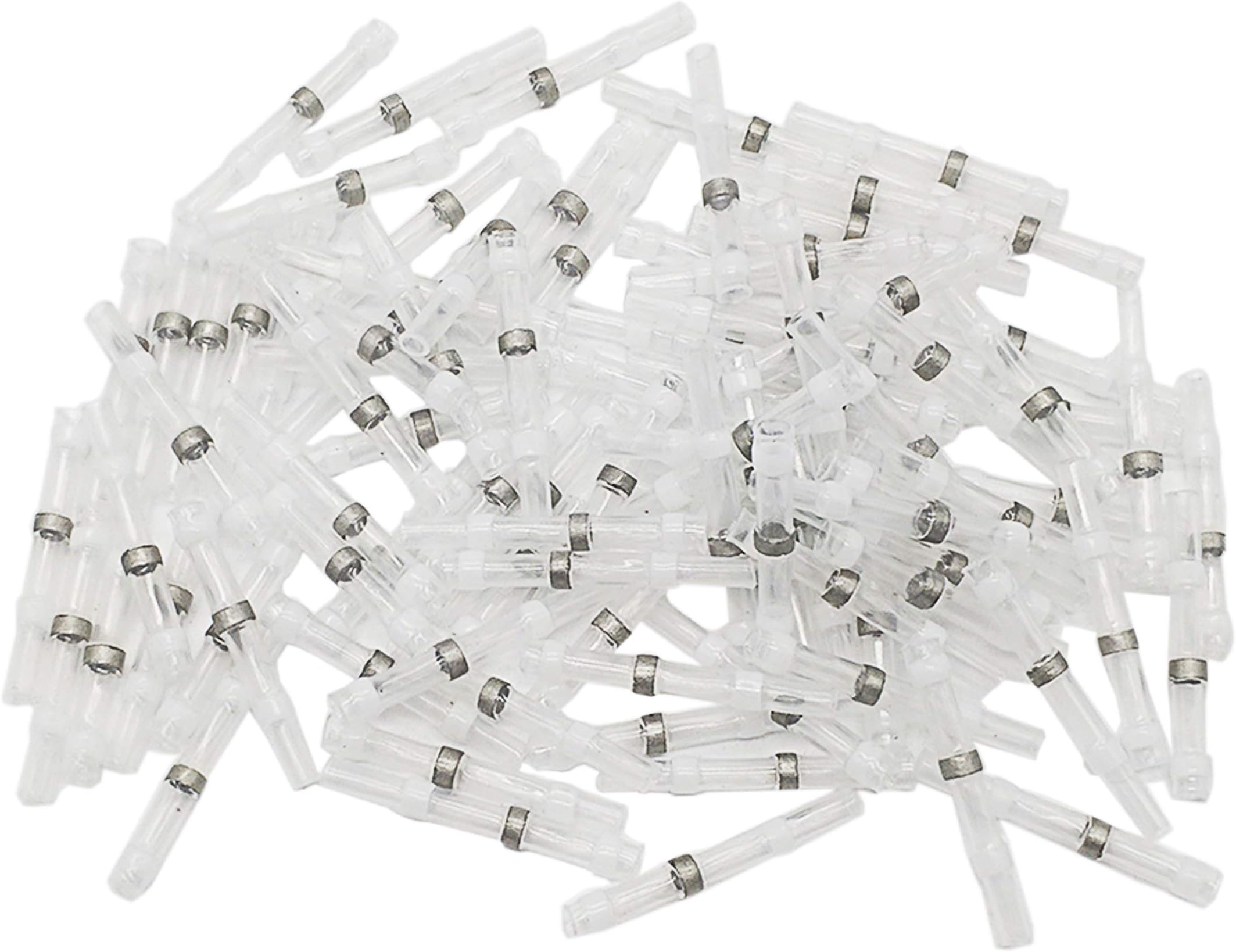 100pcs Waterproof Solder Seal Heat Shrink Butt Terminal Connectors with Soldering Sleeve