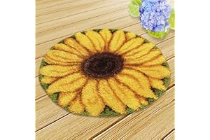 DL-YTG DIY Rug Crochet Yarn Kits Latch Hook Kit Embroidery Carpet Set (Sunflower,21x21 (52X52cm)