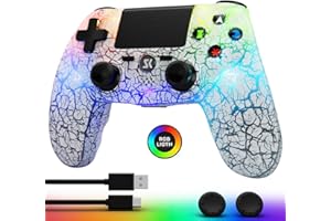 Controller for PS4, Wireless Controllers for PlayStation 4/Pro/Slim, Remote Control with Adjustable RGB Light/1000mAh Battery