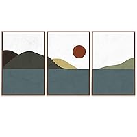 SIGNWIN 3 Piece Framed Canvas Wall Art Abstract Mountain Nordic Style Canvas Prints Home Artwork Decoration for Living Room,Bedroom - 16