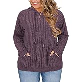 ROSRISS Womens-Plus-Size-Hoodies-Sweatshirts Casual Long Sleeve Pullover Sweaters Dressy Knit Tops with Pockets XL-5XL