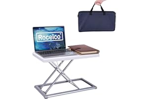 Rocelco 19" Portable Desk Riser - Height Adjustable Travel Standing Desk Converter - Premium Compact Sit Stand Up Laptop Risi