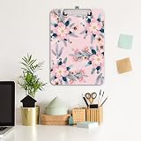 Hnogri A4 Plastic Clipboard Pink Flower Low Profile Clip view 4