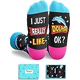 HAPPYPOP Ocean Animal Lover Gifts - Shark Dolphin Turtle Penguin Frog Octopus Sock for Teens