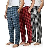Real Essentials 3 Pack: Men's Fleece Pajama Pants Loungewear Soft PJ Bottoms Sleepwear with Pockets (Big & Tall Available)