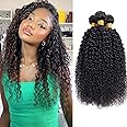 Kinky Curly Human Hair Bundles Thick Curly Weave Bundles Virgin Hair Bundles Full Head Hair Natural Black Color Hair Bundles Can Be Dyed 3 Bundles Total 300g 16 18 20 Inch