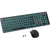 Quiet Wireless Keyboard and Mouse Backlit, Rechargeable Silent Flat Keyboard Mouse Combo, Jiggle Mouse, 2.4GHz Cordless Slim Keyboard Mouse for Mac, Windows, PC Computer, Laptop, Desktop (Space Gray)