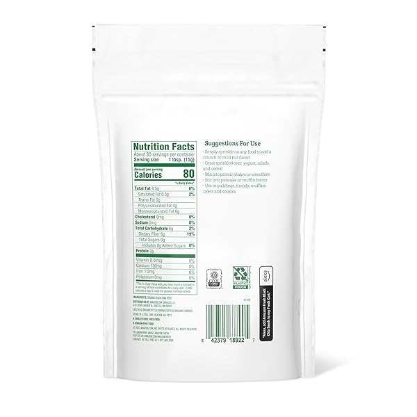 AMAZON FRESH, ORGANIC BLACK CHIA SEEDS, 1 LB (PREVIOUSLY HAPPY BELLY, PACKAGING MAY VARY)