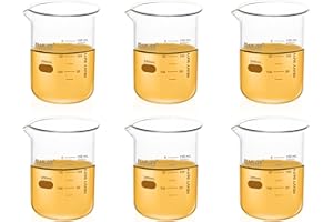 ULAB Scientific Glass Beaker Set, Vol. 200ml, 3.3 Borosilicate Griffin Low Form with Printed Graduation, Pack of 6, UBG1022