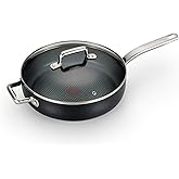 T-Fal ProGrade Nonstick Jumbo Cooker W/Lid & Helper Handle, 5 Quart, Induction, Oven Broiler Safe 500F, Cookware, Non Stick Saute Pan, Deep Frying Pan, Kitchen, Pots and Pans, Dishwasher Safe, Black