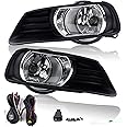 RP Remarkable Power Camry Fog Lights 2007 2008-2009 Bumper Lamps with Wiring Harness& Switch Black Cover Clear Lens Kit Assembly FL7011