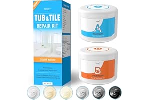 TENEE Tub Repair Kit & Porcelain Repair Kit (Color Match) - 3.7 OZ Fiberglass Repair Kit with Super Adhesion, Bathtub Repair Kit for Cracked Bathtub, Perfectly Treat Cracks, Holes, Dents, Worns and Shower.