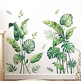 Tanlaby Large Palm Tree Wall Stickers Tropical Plants Wall Decals Watercolor Coconut Tree Summer Art Decor For Living Room Bedroom Hallway Office