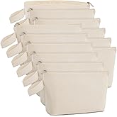 Plain Makeup Bags to Personalize, Zpecox Canvas Pouch Multi-purpose Cosmetic Bag with Zipper, DIY Craft Canvas Zipper Pouch Blank Bulk Travel Toiletry Bags for Organization (Beige, L, 12.2x7.4x 2.7'')