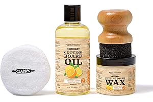 CLARK'S Cutting Board Finishing Kit - Includes Food Grade Mineral Oil (12 oz) - Cutting Board Wax (6oz) - Applicator and Buff
