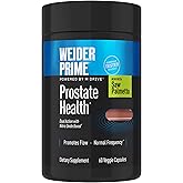 Weider Prime Saw Palmetto Prostate Health &amp; Urinary Support for Men, 60 Ct | Dual Action with Nitric Oxide Boost, Plant-Based Prostate and Urinary Health Support, with Flowens, Gluten-Free and Non-GMO