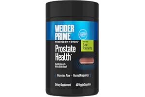 Weider Prime Prostate Health for Men, Saw Palmetto, Dual Action with N.O. Boost, Promotes Flow and Normal Frequency, 60 Veggie Capsules