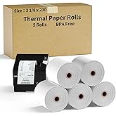 CLASSY Thermal Paper 3 1/8 x 230ft, 5 Rolls Receipt Paper for Cash Registers Printer, ATM Machine,Compatible with Wide Range of POS Systems for Small Business