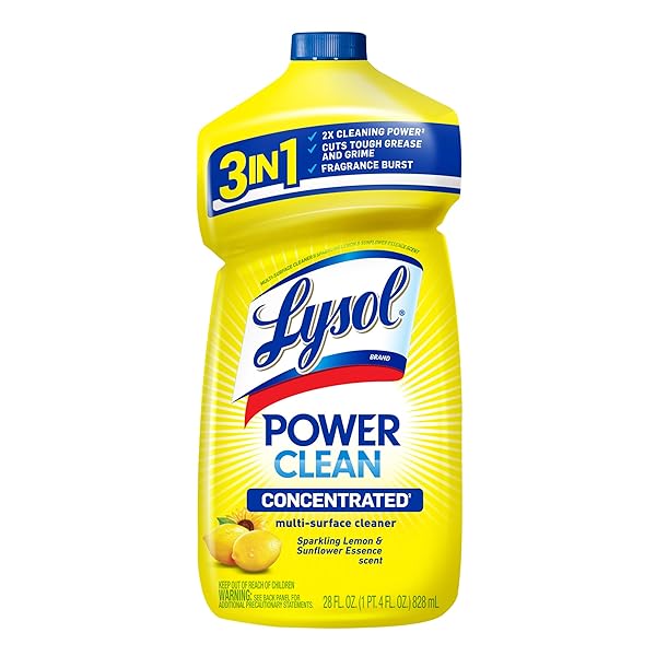 LYSOL POWER CLEAN MULTI-SURFACE CLEANER, 2X CONCENTRATED POUR, SPARKLING LEMON & SUNFLOWER ESSENCE SCENT, 28 FL OZ (PACKAGING MAY VARY)