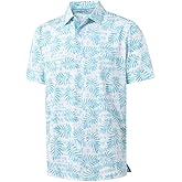 M MAELREG Mens Golf Shirt Short Sleeve Dry Fit Print Moisture Wicking Performance Patterns Collared Polo Shirt