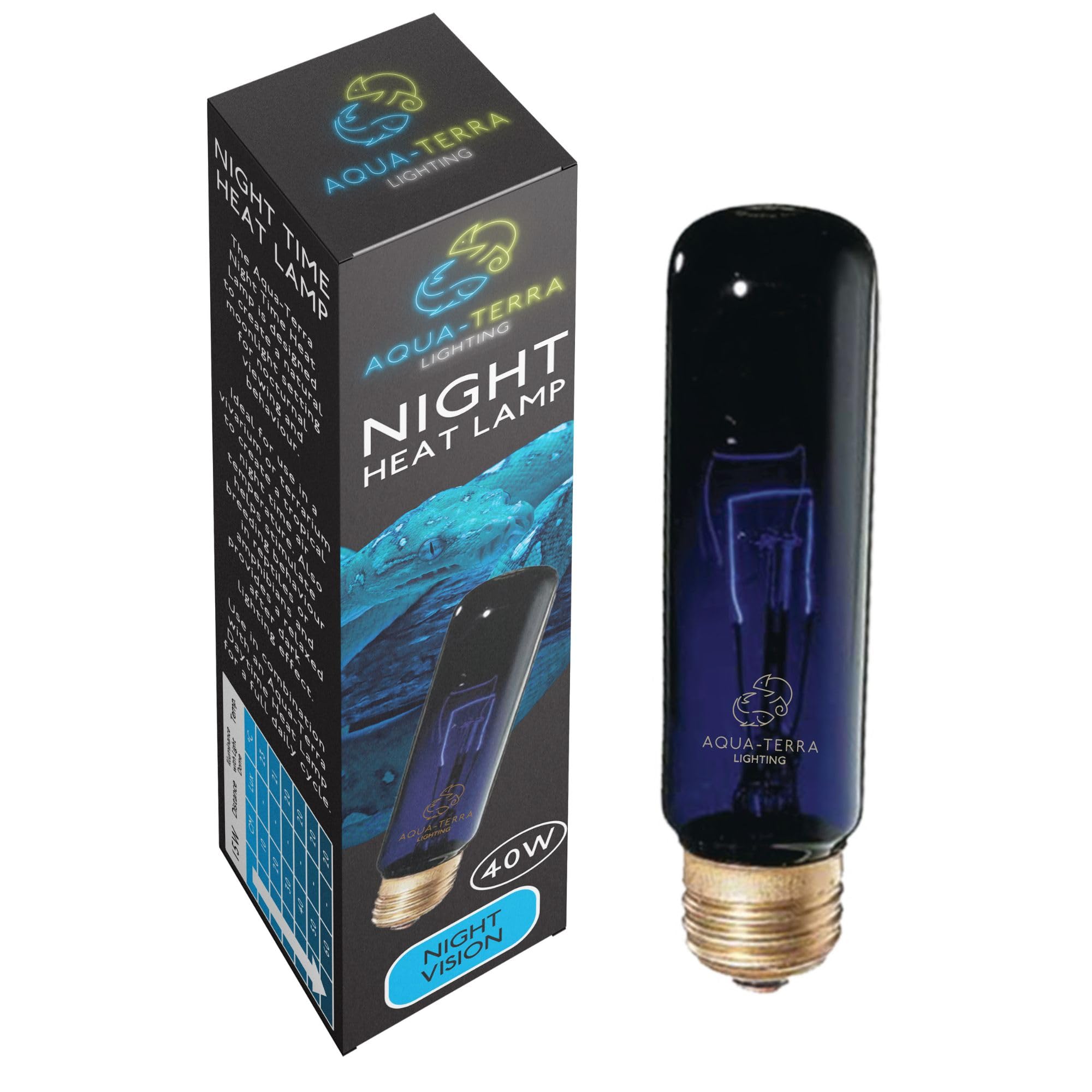 Aqua-Terra Lighting 40W Night Heat Lamp Bulb for Terrariums/Vivariums - E27 Standard Screw Base - Ideal for Nocturnal Behaviour and Night time Viewing