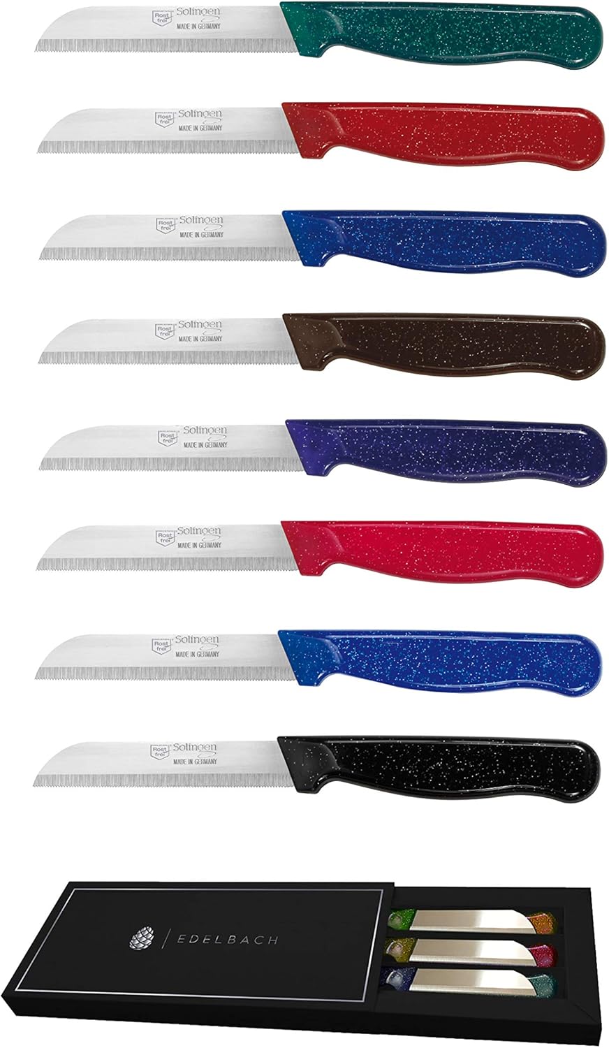 Solingen / 6x / Edelbach / 6er Messer Set made in Germany Allzweckmesser, Obstmesser, Gemüsemesser, Schälmesser, sehr scharf