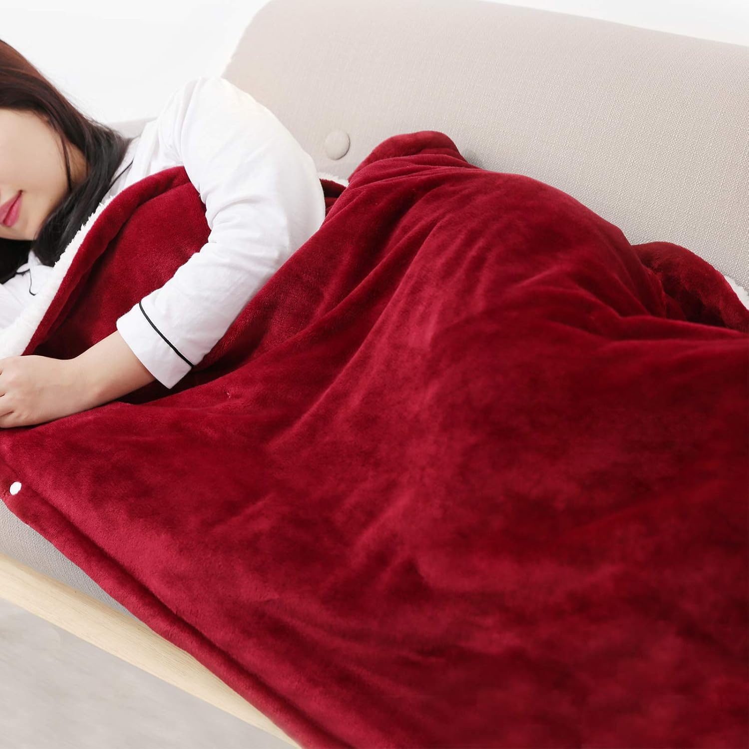 MaxKare Electric Blanket Heated Throw Flannel & Shu Velveteen Fast Heating Blanket 50" x 60", ETL Certification with 6 Heating Levels & 5 Auto-Off Timing Settings, Home Office Use & Machine Washable: Kitchen & Dining