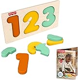 Fisher-Price Wood Montessori Toy 1-2-3 Puzzle, American Montessori Society Seal of Excellence, 6-Piece Wooden Learning Activi