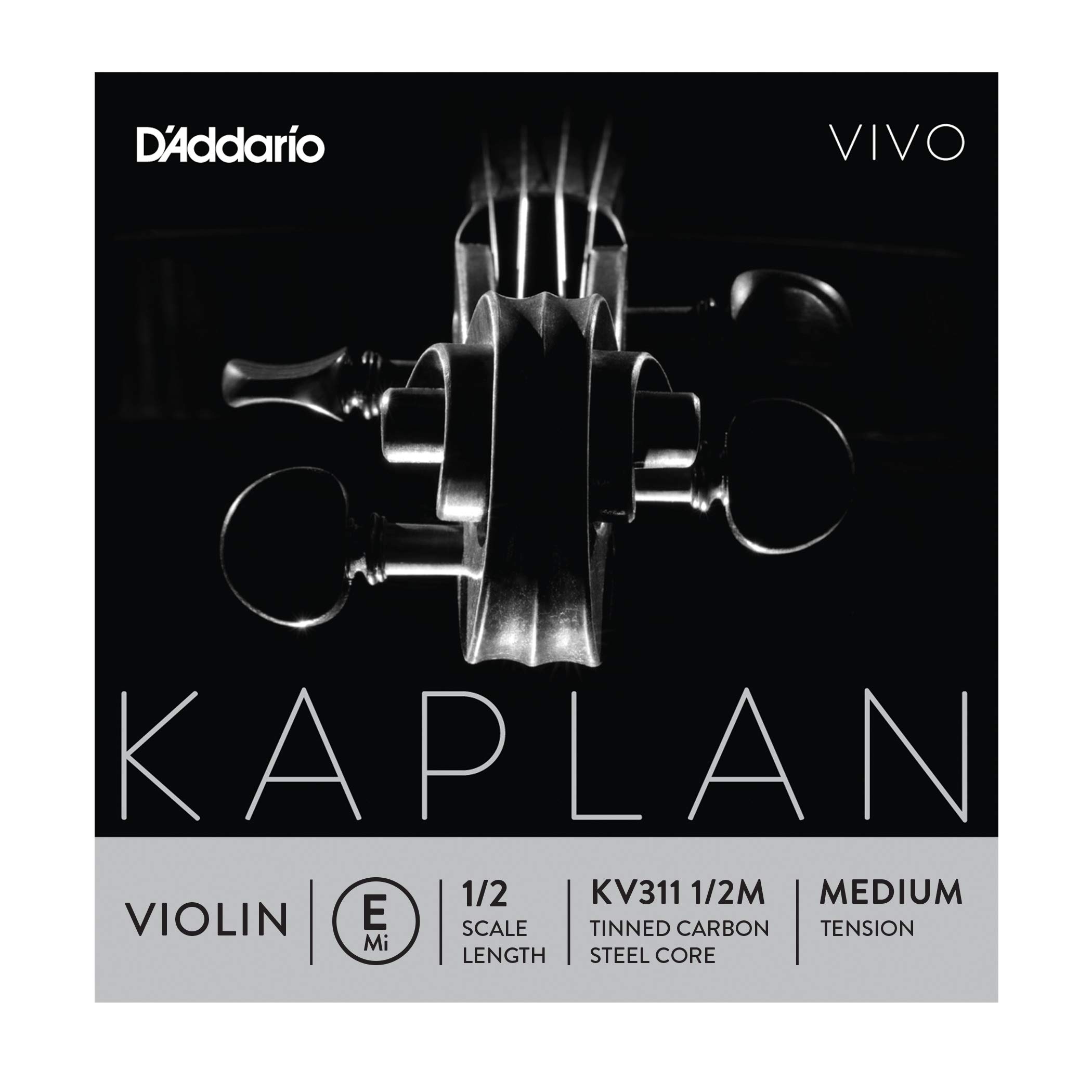 D'Addario Kaplan Vivo Violin String - Single E String - KV311 1/2M - Violin Strings - 1/2 Scale, Medium Tension