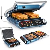 Taylor Swoden 7-in-1 Panini Press Sandwich Maker, Electric Indoor Grill | 1500W, LED Touch Panel, Removable Non-Stick Plates &amp; Drip Tray, Independent Temperature Control, 7 Modes, Opens 180 Degrees