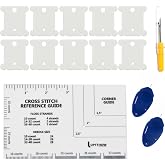 UPTTHOW 14 PCS Cross Stitch Tool Reference Ruler Needle Gauge for Cloth | Cloth position, embroidery guide, 1 cross stitch ruler,1 seam ripper, 2 needle threading tools, 10 floss bobbins