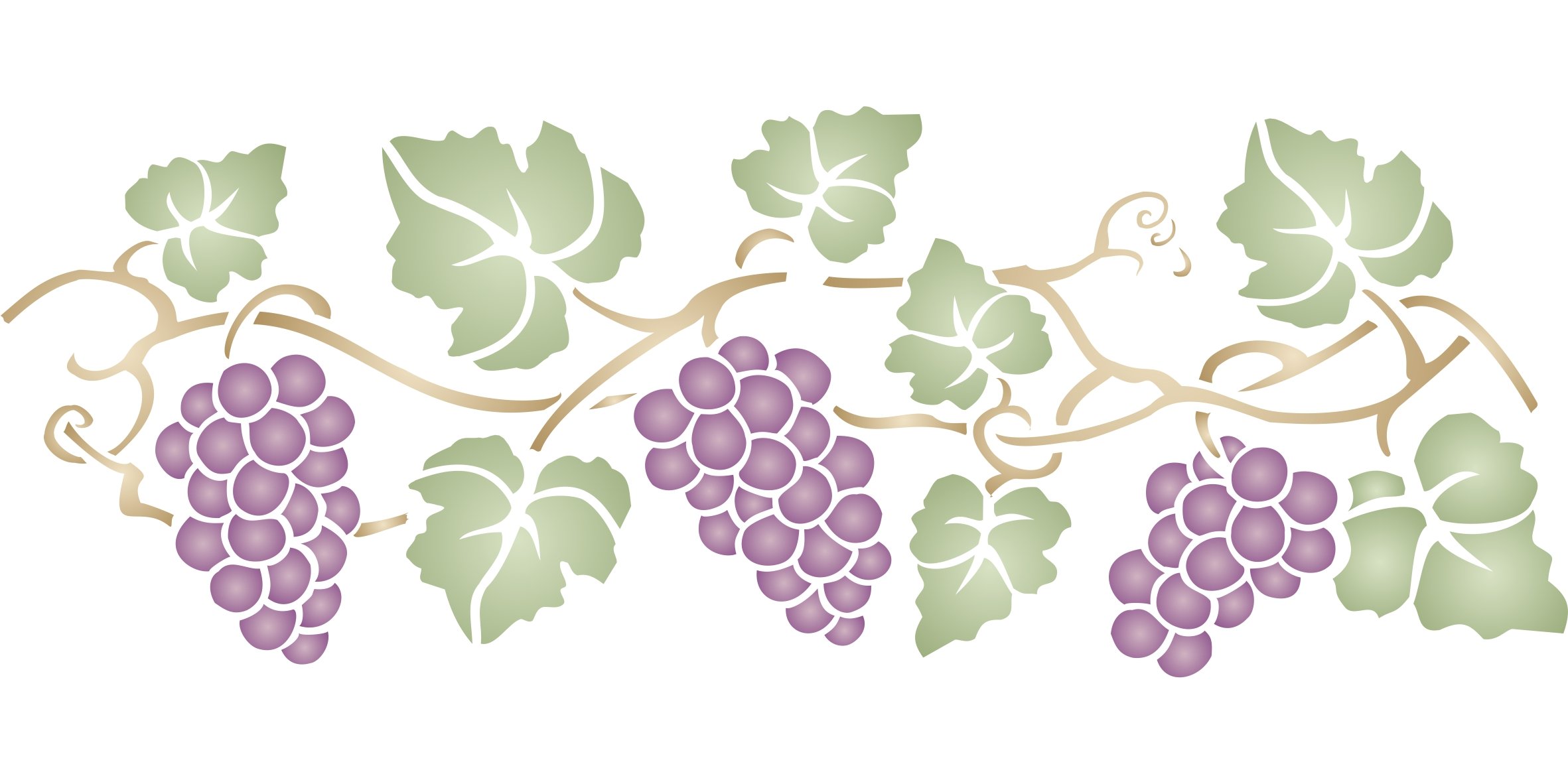 Grapevine Stencil - 46 x 16.5cm (M) - Reusable Fruit Vegetable Kitchen Wall Stencil Template