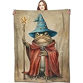 VODRM Wizard Frog Blanket Witch Magical Throw Blankets,Birthday Gifts for Kids Women Men & Animal Lovers,Lightweight Soft Fleece,for Sofa Couch Bed Room Artistic Decor 50x60in