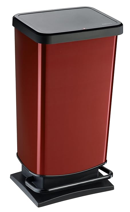 Rotho Paso Mülleimer 40 l mit geruchdichtem Deckel, Kunststoff (PP), rot metallic, 40 Liter (35,3 x 29,5 x 67,6 cm)