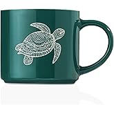 Onebttl Sea Turtle Gifts for Women Men, Coffee Mug with Laser Etched Turtle, 16oz/480ml Mug for Her for Friends, Birthday & Christmas, Green