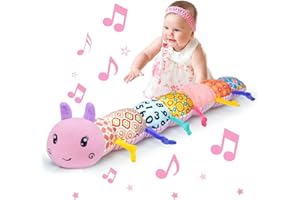 USSYBABY Baby Infant Musical Toy Soft Stuffed Animal Toy with Multi Textures,Rattle,Crinkle,Newborn Baby Toy for 0 3 6 9 12 Months Girls Boy Gift,Caterpillar，Pink