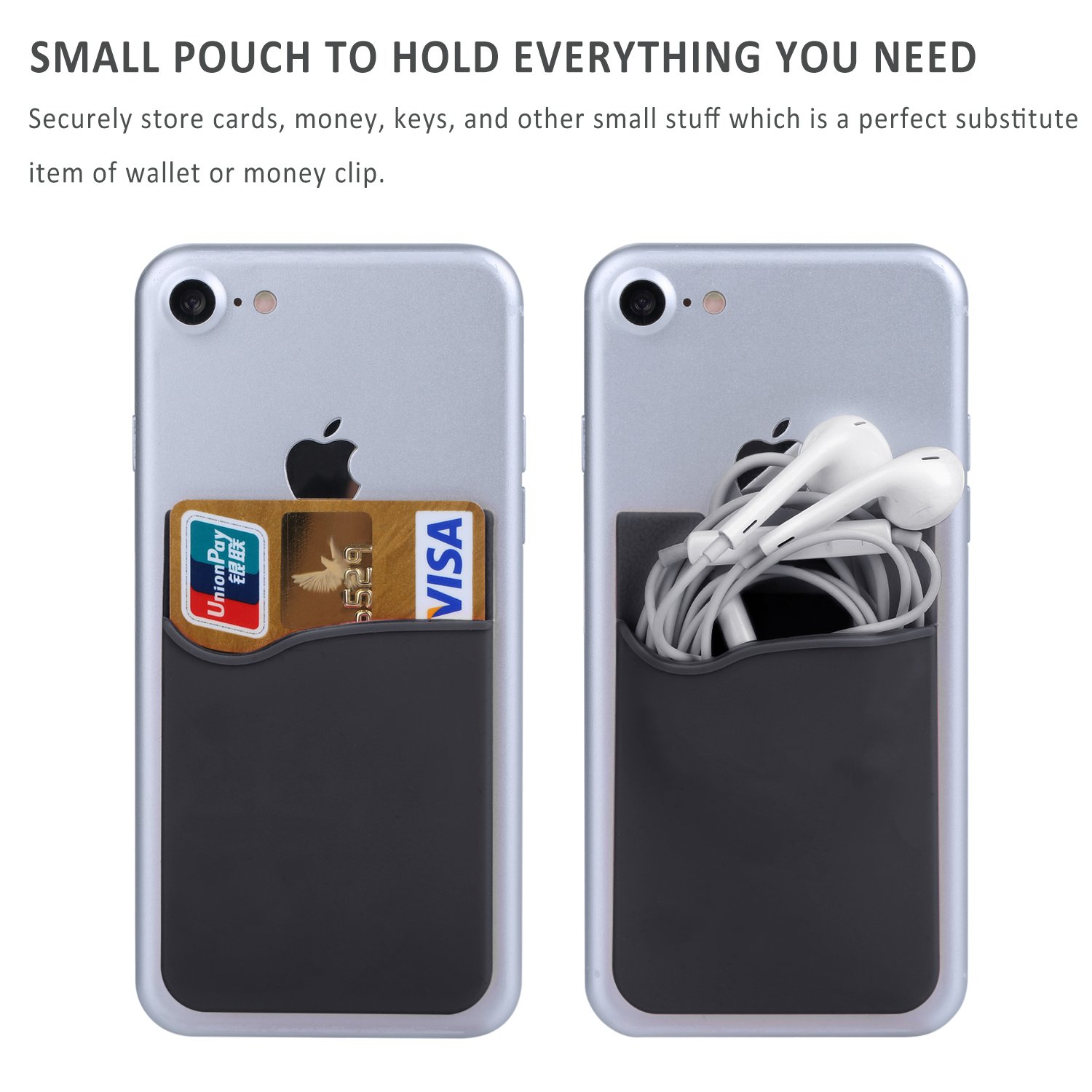 Pofesun Adhesive Phone Card Holder, 3 Pack Silicone Stick-on Wallet ID/Credit Card Holder Pouch Sleeve Self Adhesive Sticker Case for iPhone 16 15 14 13 12 Pro Max,iPad,Samsung Galaxy,Tablet