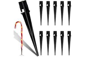 VCOKEN 10PCS Plastic Ground Spikes, Replacement Stakes for Candy Cane Lights, Maintain Candy Cane Pathway Lights, 0.68 * 5 Inch Markers