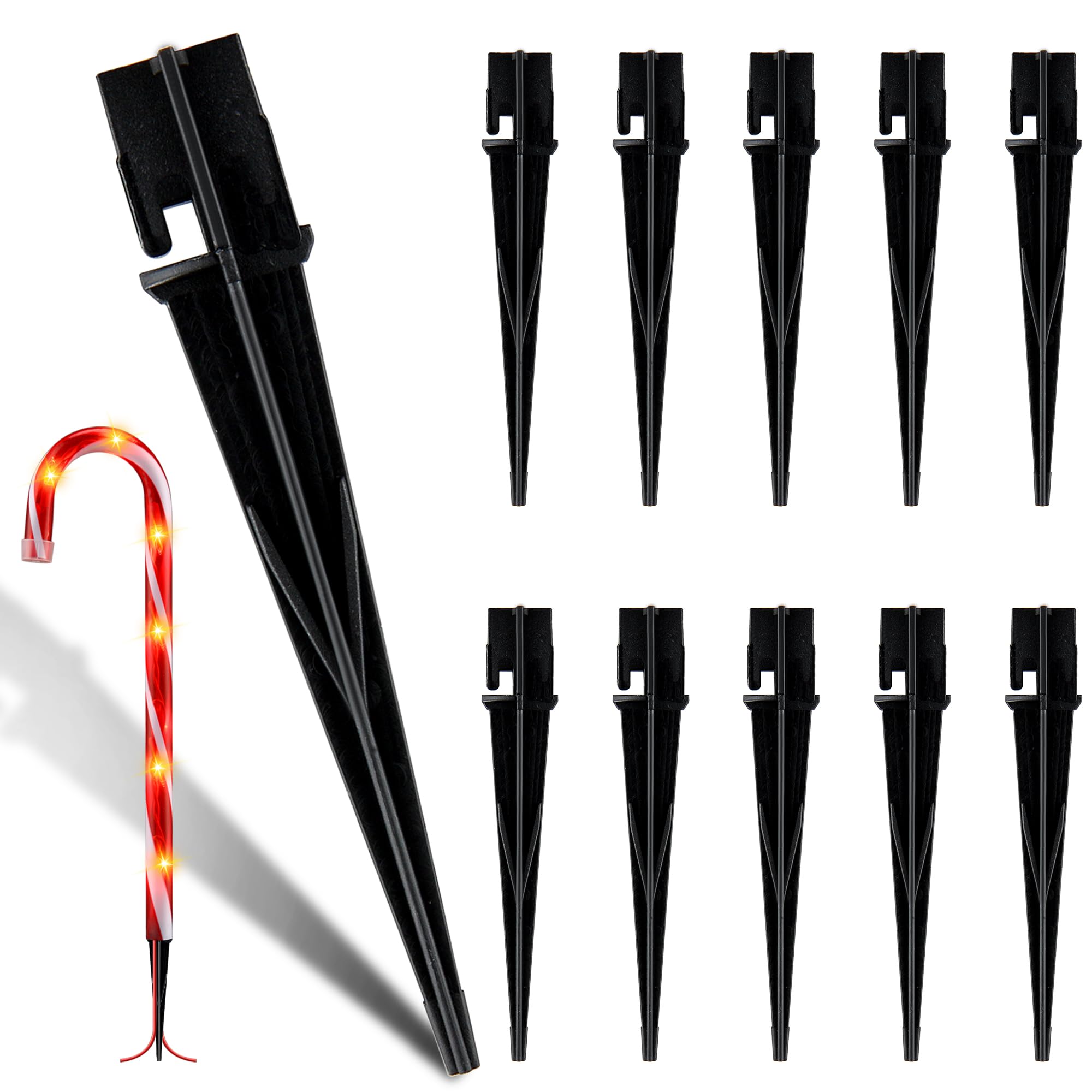Photo 1 of 10PCS Plastic Ground Spikes, Replacement Stakes for Candy Cane Lights, Maintain Candy Cane Pathway Lights, 0.68 * 5 Inch Markers